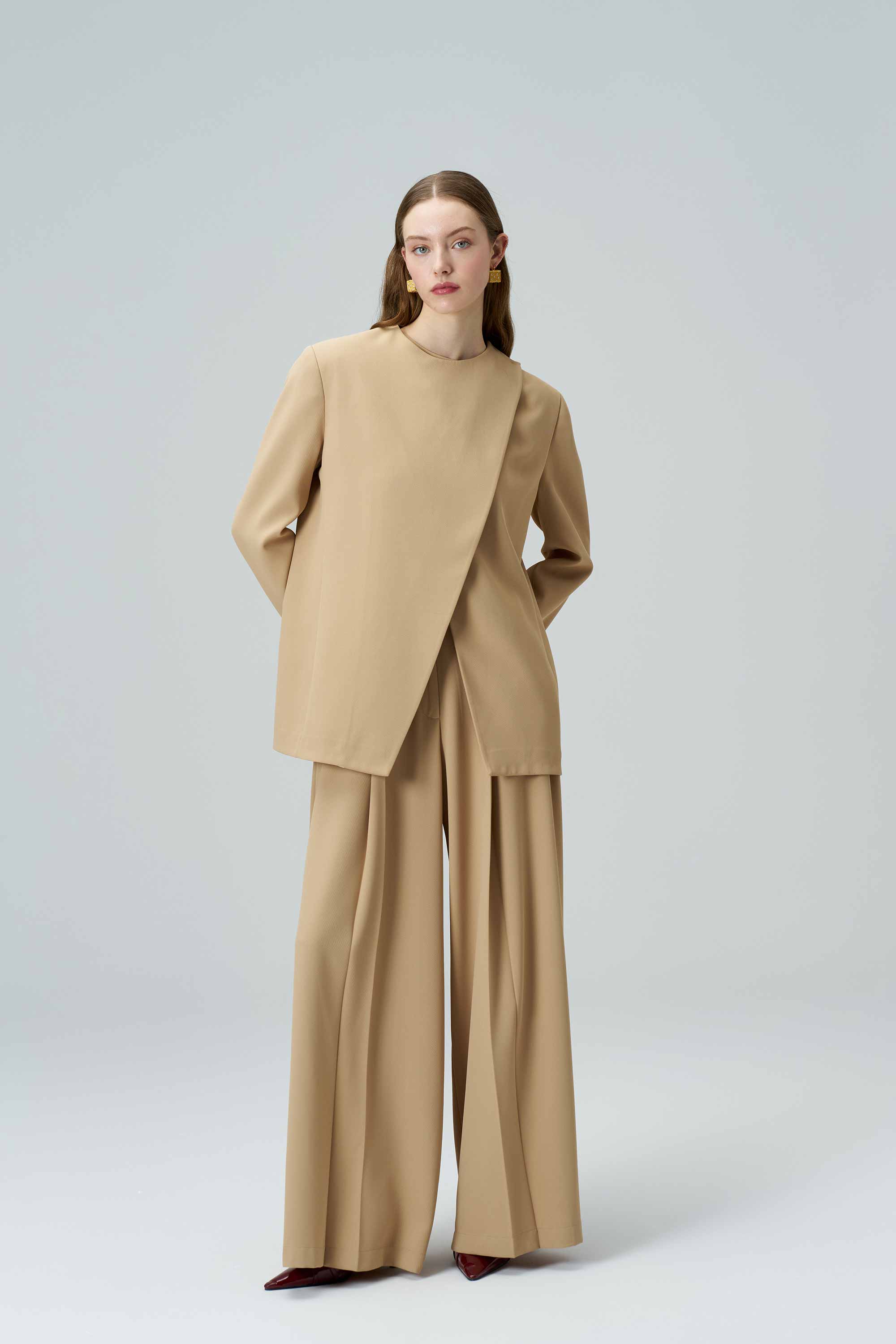 TILDA Wrapped Jacket & Trousers Beige Set