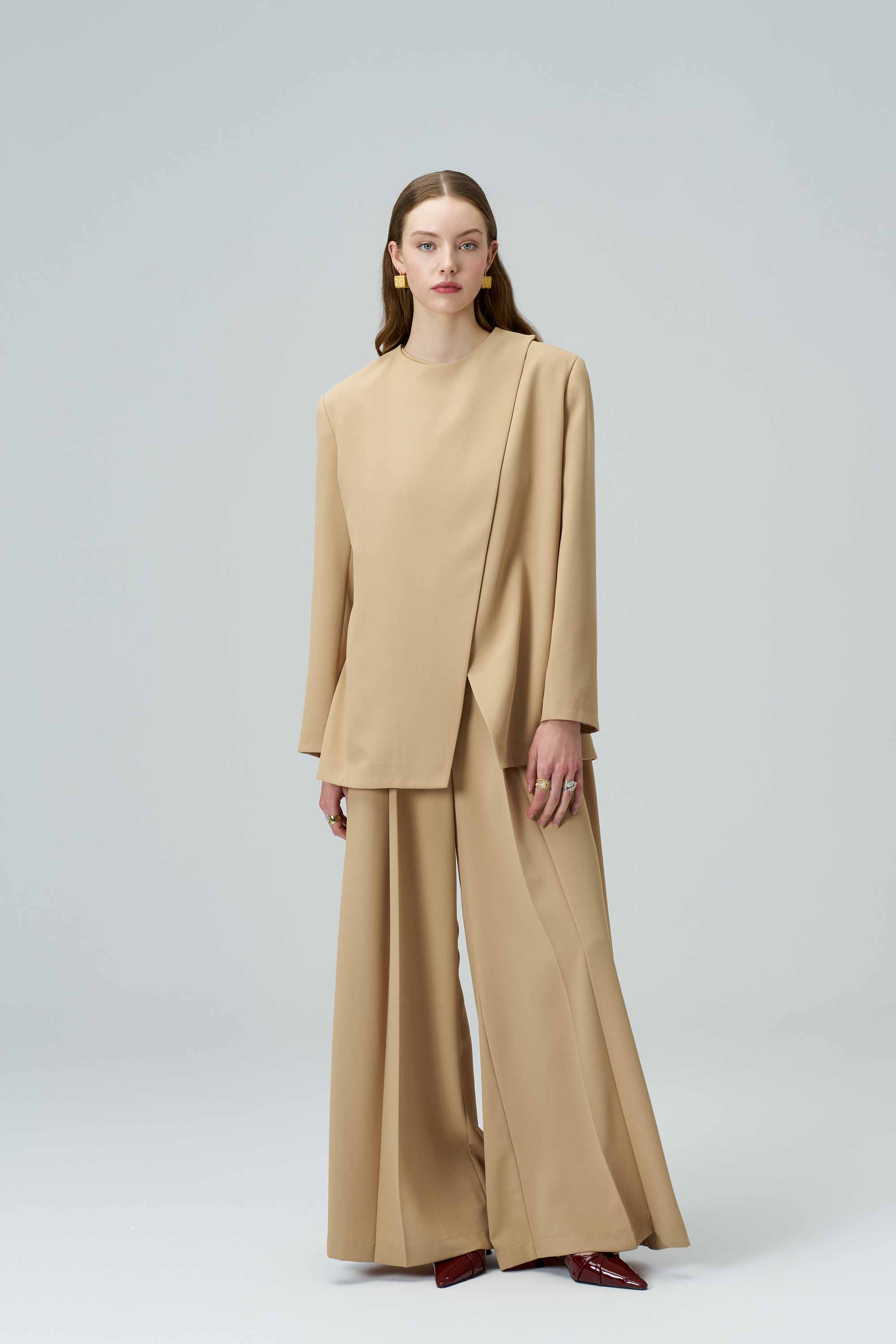 TILDA Wrapped Jacket & Trousers Beige Set