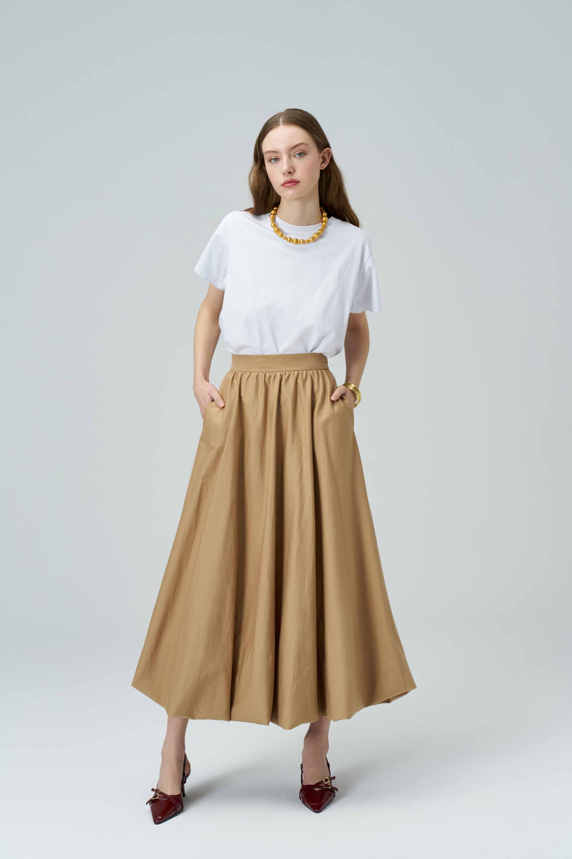 LUNA Midi Balloon Camel Skirt