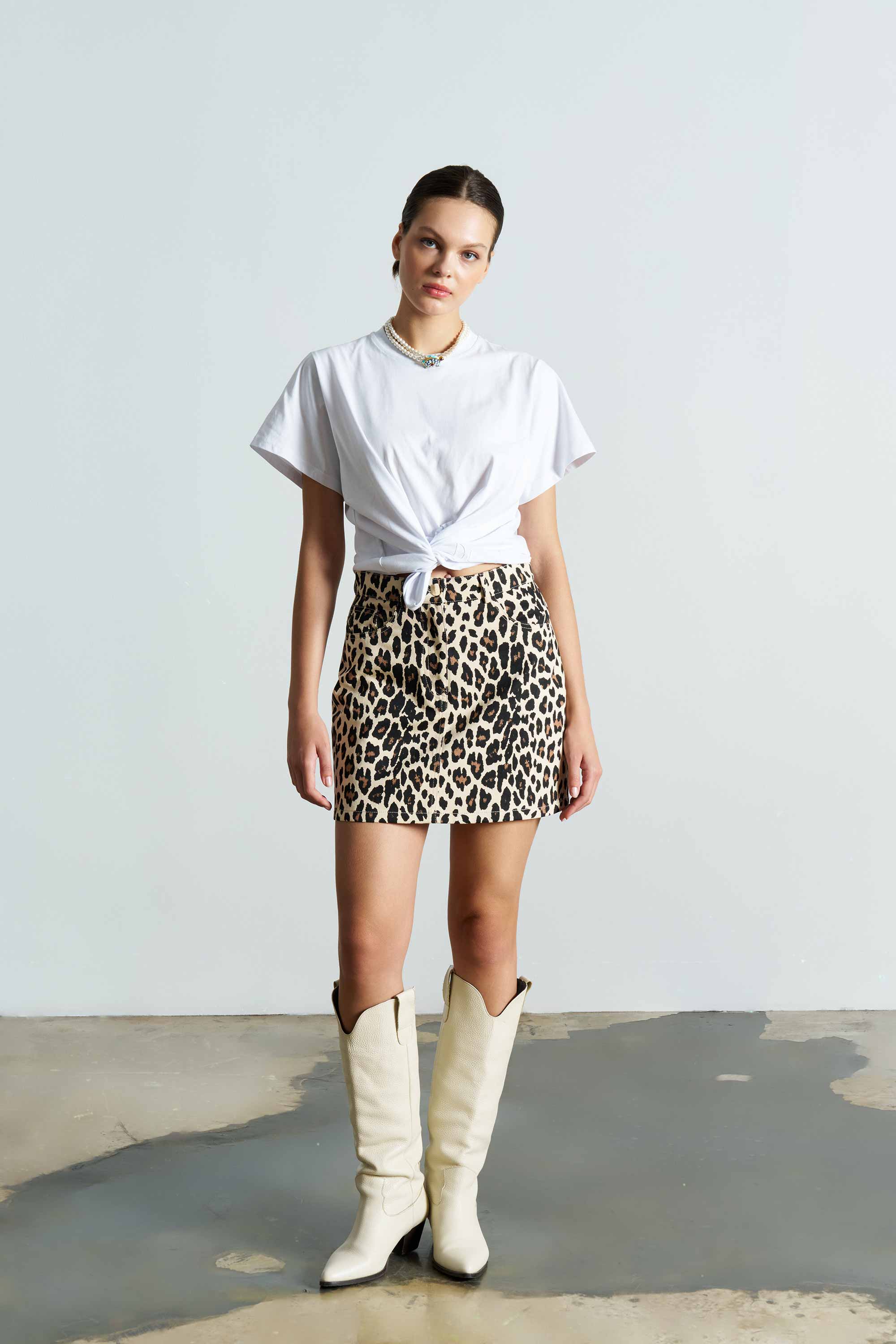 WILD Leopard Pattern Mini Skirt