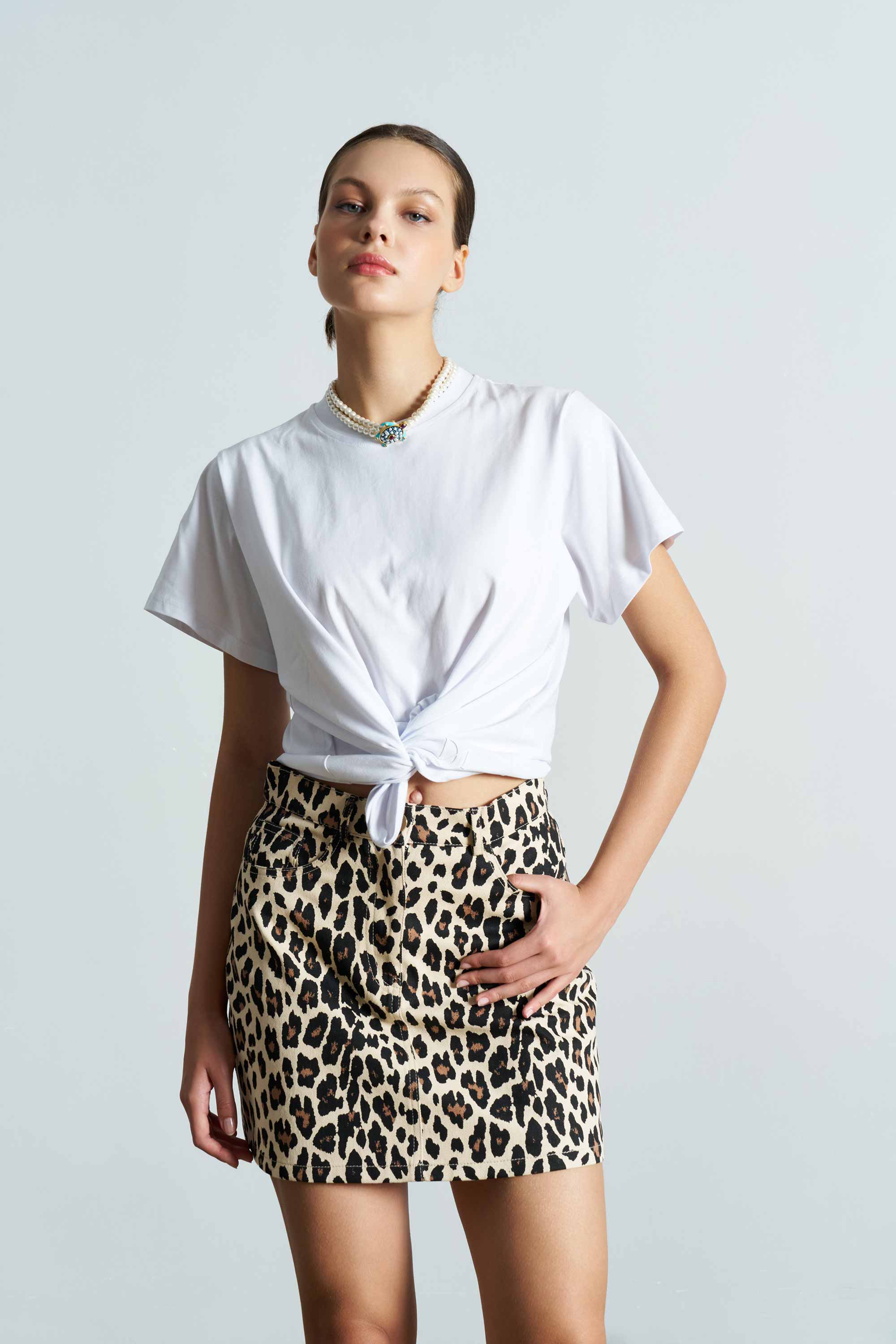 WILD Leopard Pattern Mini Skirt