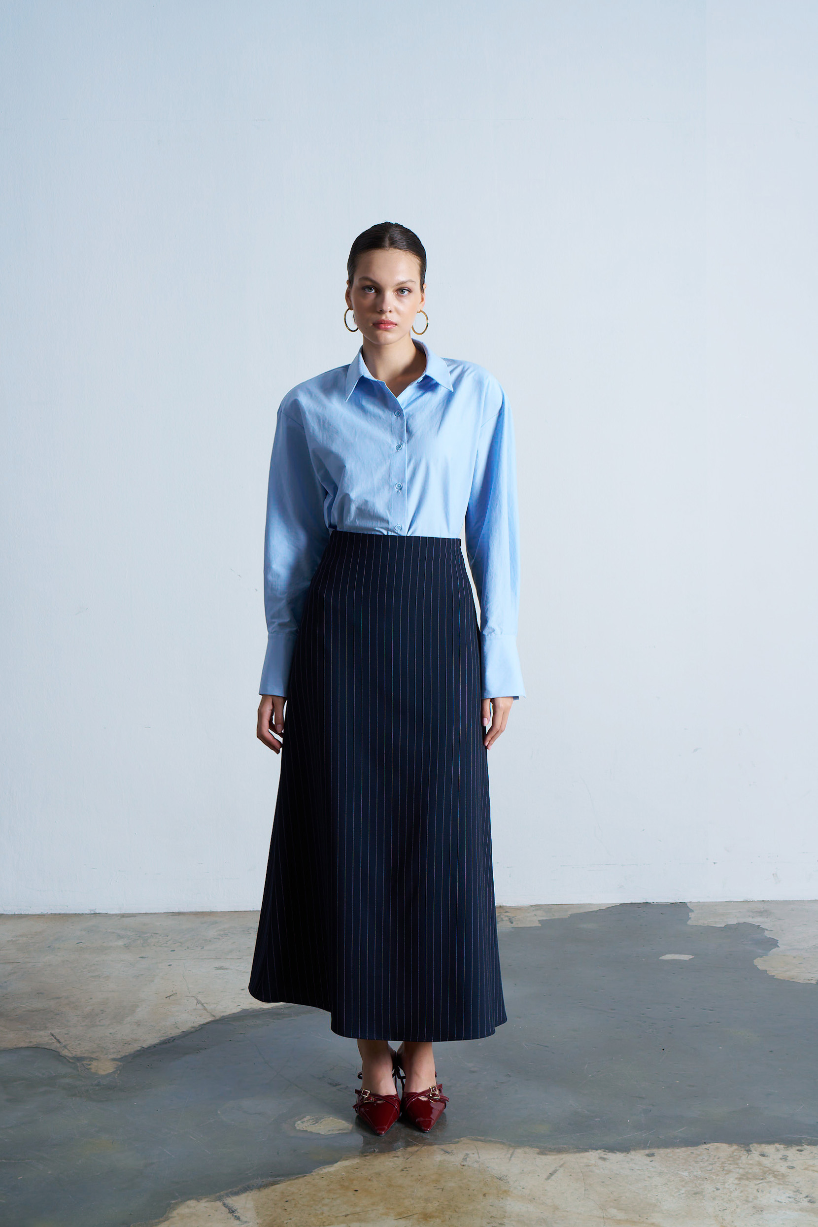 BLAIRE Striped Navy Blue Skirt