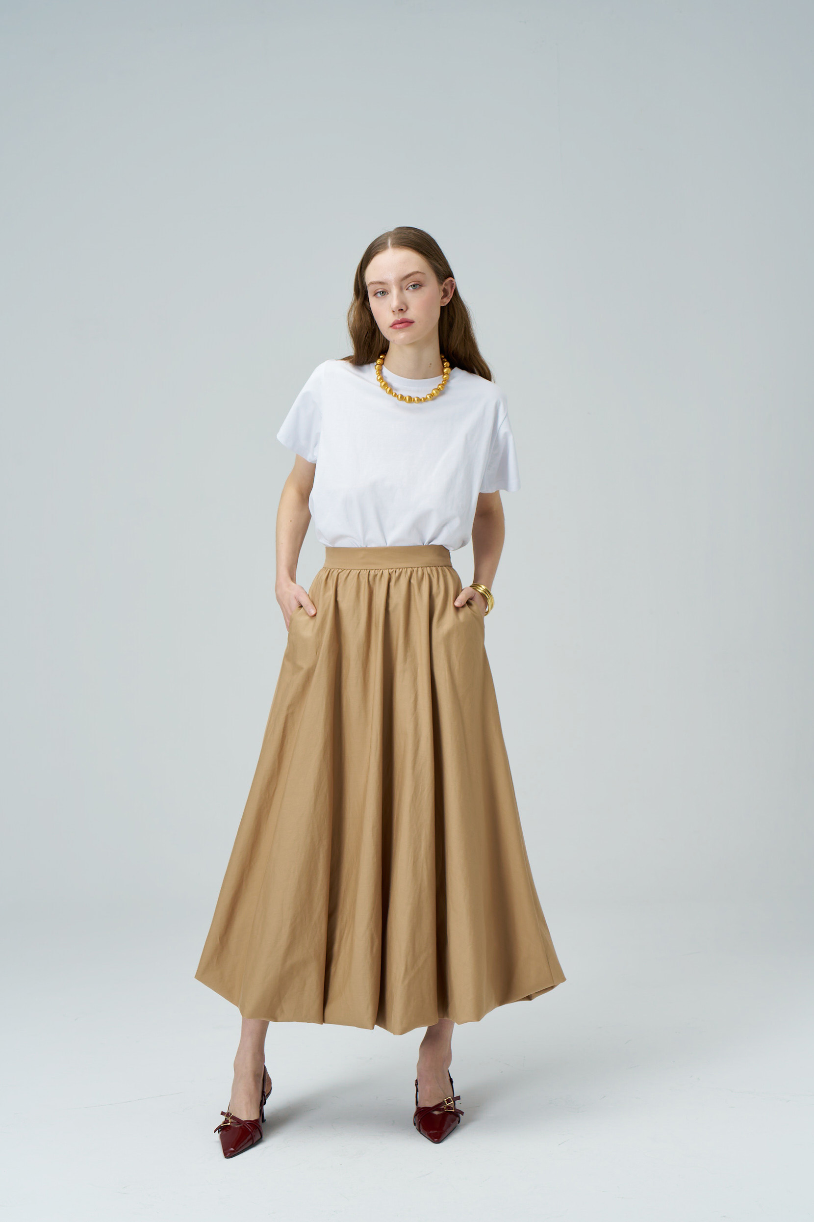 LUNA Midi Balloon Camel Skirt