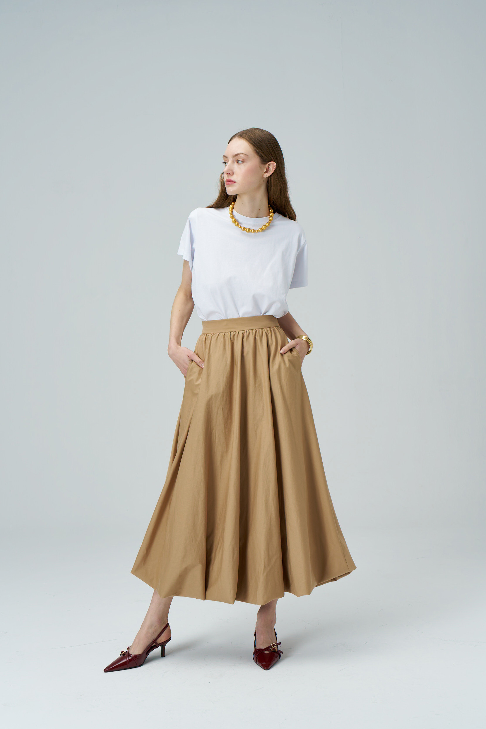 LUNA Midi Balloon Camel Skirt